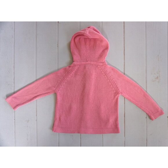 Gap Kids Pink Hooded Zip-Up Waffle-Knit Cardigan Sweater - Size XS (4) - Picture 5 of 6